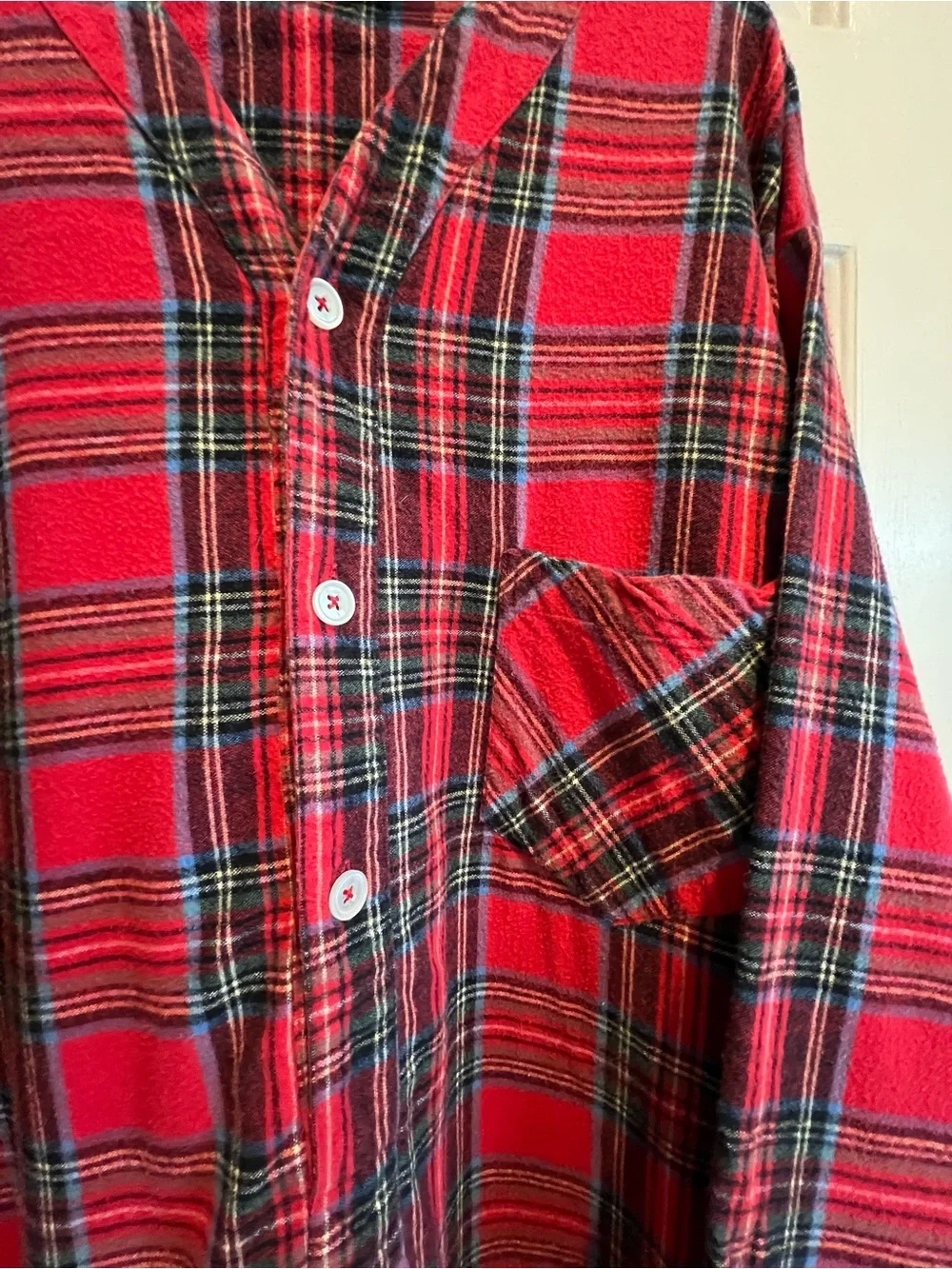 The Vermont Country Store❤️ Red Plaid Flannel Long Nightgown - Picture 5 of 9